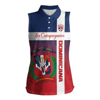 Custom Dominican Republic Football Women Sleeveless Polo Shirt Come On Los Quisqueyanos