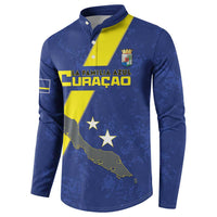 Custom Curacao Football Button Sweatshirt Go La Familia Azul
