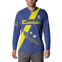 Custom Curacao Football Button Sweatshirt Go La Familia Azul