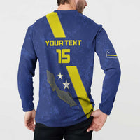 Custom Curacao Football Button Sweatshirt Go La Familia Azul