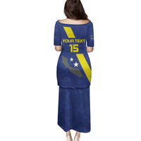 Custom Curacao Football Family Matching Puletasi and Hawaiian Shirt Go La Familia Azul