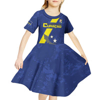 Custom Curacao Football Kid Short Sleeve Dress Go La Familia Azul