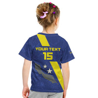 Custom Curacao Football Kid T Shirt Go La Familia Azul