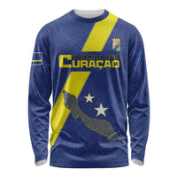 Custom Curacao Football Long Sleeve Shirt Go La Familia Azul