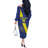 Custom Curacao Football Off The Shoulder Long Sleeve Dress Go La Familia Azul