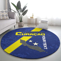 Custom Curacao Football Round Carpet Go La Familia Azul