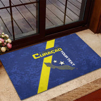 Custom Curacao Football Rubber Doormat Go La Familia Azul