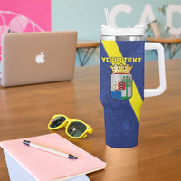 Custom Curacao Football Tumbler With Handle Go La Familia Azul