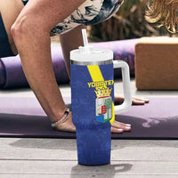 Custom Curacao Football Tumbler With Handle Go La Familia Azul