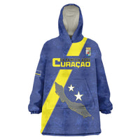 Custom Curacao Football Wearable Blanket Hoodie Go La Familia Azul