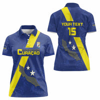 Custom Curacao Football Women Polo Shirt Go La Familia Azul