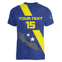 Custom Curacao Football Women V-Neck T-Shirt Go La Familia Azul