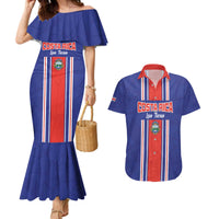 Custom Costa Rica Football Couples Matching Mermaid Dress and Hawaiian Shirt Vamos Ticos!