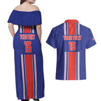 Custom Costa Rica Football Couples Matching Off Shoulder Maxi Dress and Hawaiian Shirt Vamos Ticos!