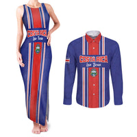 Custom Costa Rica Football Couples Matching Tank Maxi Dress and Long Sleeve Button Shirt Vamos Ticos!