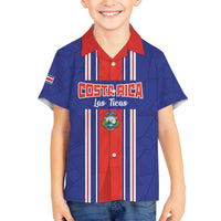 Custom Costa Rica Football Family Matching Off The Shoulder Long Sleeve Dress and Hawaiian Shirt Vamos Ticos!