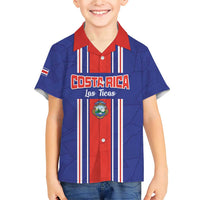 Custom Costa Rica Football Family Matching Short Sleeve Bodycon Dress and Hawaiian Shirt Vamos Ticos!