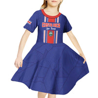 Custom Costa Rica Football Kid Short Sleeve Dress Vamos Ticos!