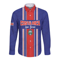 Custom Costa Rica Football Long Sleeve Button Shirt Vamos Ticos!