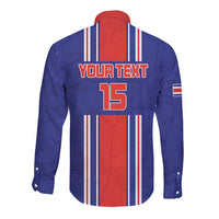 Custom Costa Rica Football Long Sleeve Button Shirt Vamos Ticos!