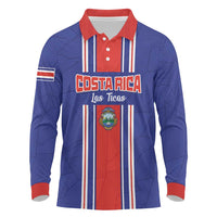 Custom Costa Rica Football Long Sleeve Polo Shirt Vamos Ticos!
