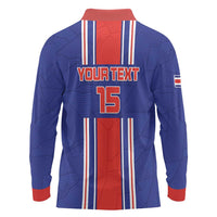 Custom Costa Rica Football Long Sleeve Polo Shirt Vamos Ticos!