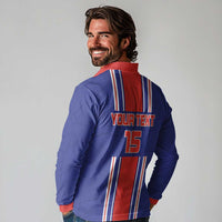 Custom Costa Rica Football Long Sleeve Polo Shirt Vamos Ticos!
