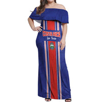 Custom Costa Rica Football Off Shoulder Maxi Dress Vamos Ticos!