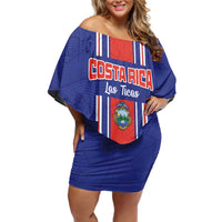 Custom Costa Rica Football Off Shoulder Short Dress Vamos Ticos!
