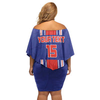 Custom Costa Rica Football Off Shoulder Short Dress Vamos Ticos!