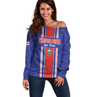Custom Costa Rica Football Off Shoulder Sweater Vamos Ticos!