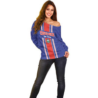 Custom Costa Rica Football Off Shoulder Sweater Vamos Ticos!