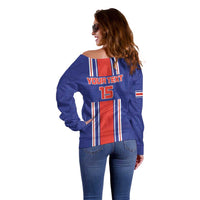 Custom Costa Rica Football Off Shoulder Sweater Vamos Ticos!