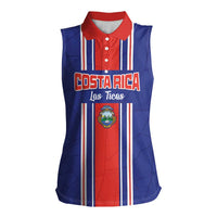 Custom Costa Rica Football Women Sleeveless Polo Shirt Vamos Ticos!
