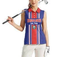 Custom Costa Rica Football Women Sleeveless Polo Shirt Vamos Ticos!