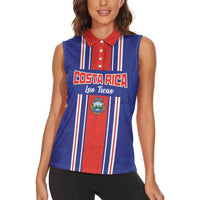 Custom Costa Rica Football Women Sleeveless Polo Shirt Vamos Ticos!