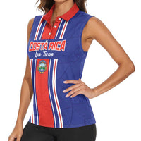 Custom Costa Rica Football Women Sleeveless Polo Shirt Vamos Ticos!