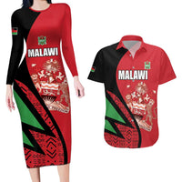 Custom Malawi Cricket Couples Matching Long Sleeve Bodycon Dress and Hawaiian Shirt Go Champions - Wonder Print Shop