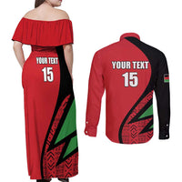 Custom Malawi Cricket Couples Matching Off Shoulder Maxi Dress and Long Sleeve Button Shirt Go Champions - Wonder Print Shop