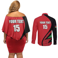 Custom Malawi Cricket Couples Matching Off Shoulder Short Dress and Long Sleeve Button Shirt Go Champions - Wonder Print Shop