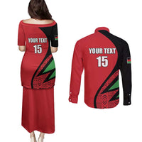 Custom Malawi Cricket Couples Matching Puletasi and Long Sleeve Button Shirt Go Champions - Wonder Print Shop