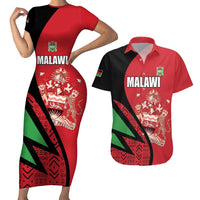 Custom Malawi Cricket Couples Matching Short Sleeve Bodycon Dress and Hawaiian Shirt Go Champions - Wonder Print Shop
