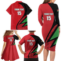 Custom Malawi Cricket Family Matching Long Sleeve Bodycon Dress and Hawaiian Shirt Go Champions - Wonder Print Shop