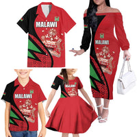 Custom Malawi Cricket Family Matching Off The Shoulder Long Sleeve Dress and Hawaiian Shirt Go Champions - Wonder Print Shop