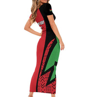 Custom Malawi Cricket Family Matching Short Sleeve Bodycon Dress and Hawaiian Shirt Go Champions - Wonder Print Shop