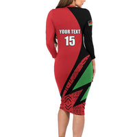 Custom Malawi Cricket Long Sleeve Bodycon Dress Go Champions - Wonder Print Shop