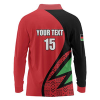 Custom Malawi Cricket Long Sleeve Polo Shirt Go Champions - Wonder Print Shop
