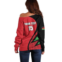 Custom Malawi Cricket Off Shoulder Sweater Go Champions - Wonder Print Shop