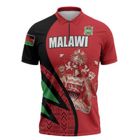 Custom Malawi Cricket Zipper Polo Shirt Go Champions - Wonder Print Shop