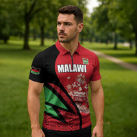Custom Malawi Cricket Zipper Polo Shirt Go Champions - Wonder Print Shop